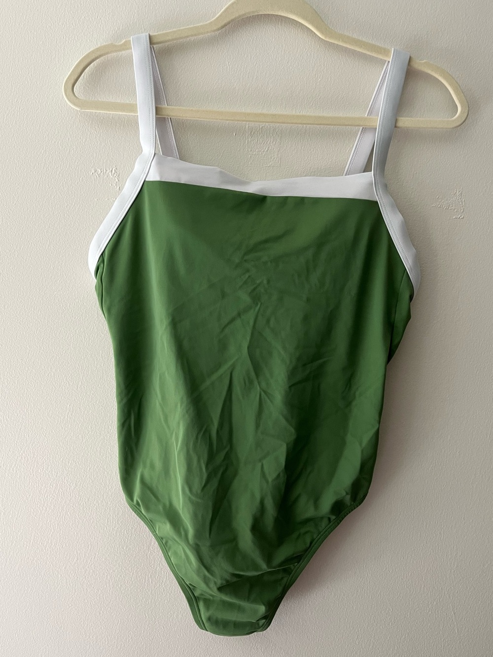 Shade & Shore Green One-Piece Swimsuit with White Trim